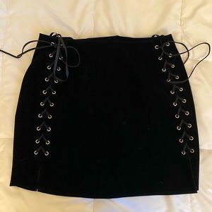 Revolve By The Way Black Velvet Skirt
